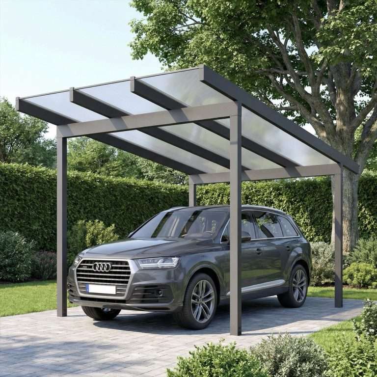 Moderner Carport mit Pultdach-Konstruktion und eleganter Architektur