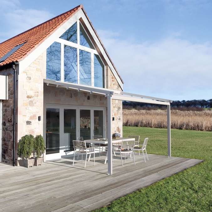 Gibus Jeans geneigte Pergolamarkise Terrassenüberdachung Design